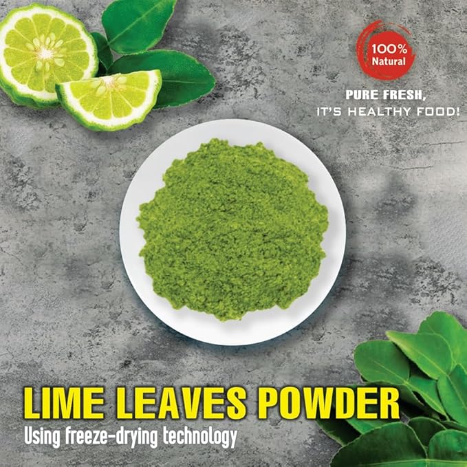 LIME LEAVES POWDER 2.47 Oz (70g) VIETFARMFOOD: Pure, natural freeze-dried spice made from real