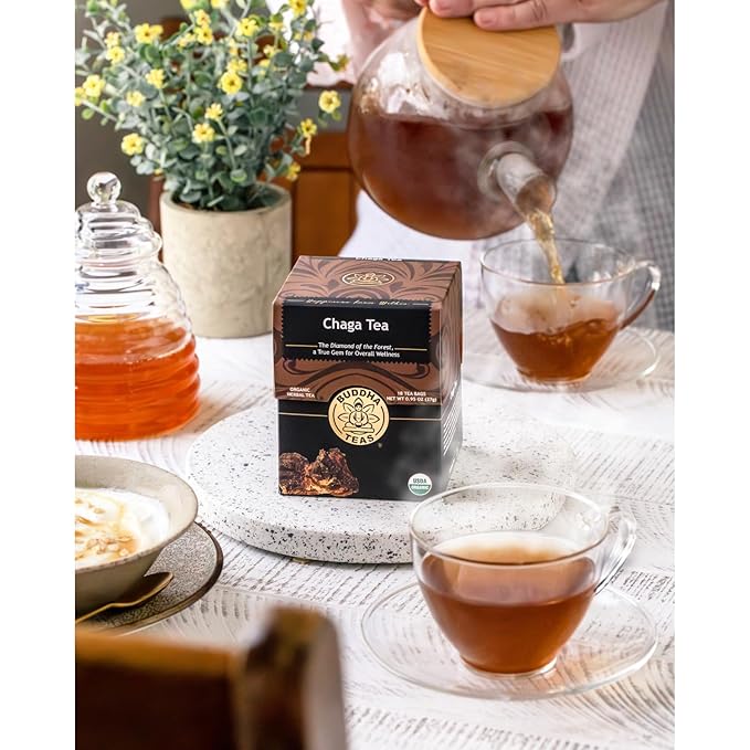 Buddha Teas - Chaga Tea - Organic Herbal Tea - For Cognitive Balance & Overall Health - With Chaga