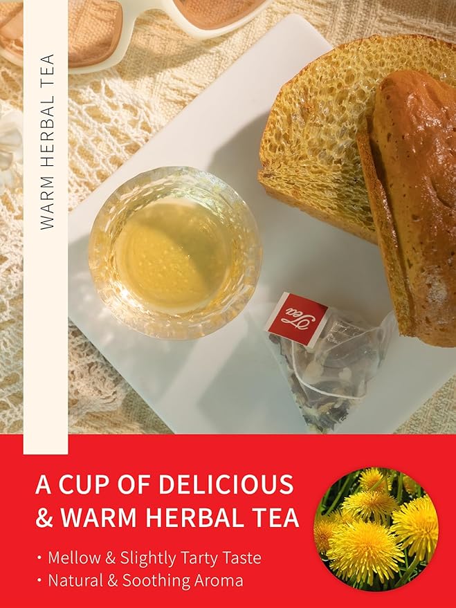 Teelux Dandelion Leaf & Root Tea with Orange Peel, Rose, Jasmine, Red Date, Caffeine Free, Mellow &
