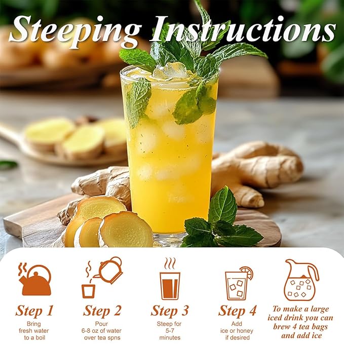 WT WEETEE Turmeric Ginger Green Tea Bags, 100 Count Made Turmeric, Ginger Root, Cinnamon and Honey