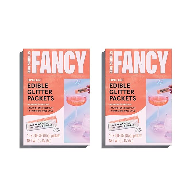 Fancy Sprinkles Opulust Edible Glitter Packets Portable & On-The-Go for Sparkling Drinks
