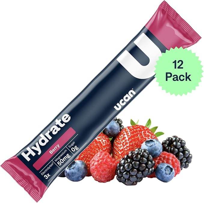 UCAN Hydrate Electrolyte Drink Mix (Berry, 12 Stickpacks) Sugar-Free, Keto-Friendly, Vegan