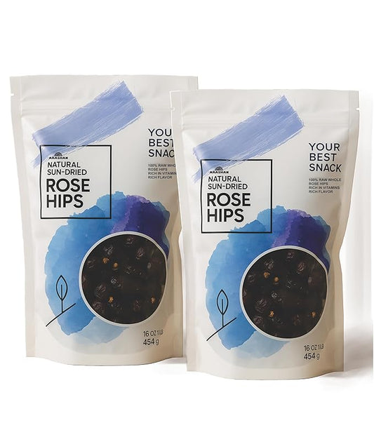 Arashan Whole Dried Rose hips 1 Pound - 100% Natural & Raw with No Additives. Perfect ingridient