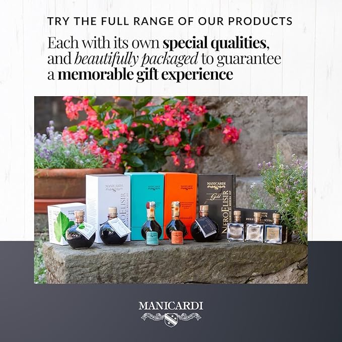 MANICARDI Traditional Balsamic Vinegar of Modena PGI - Black Elisir with Drip-Stop Dispenser