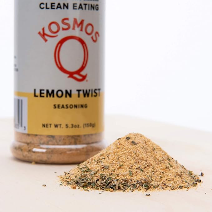 Kosmos Q Lemon Twist Seasoning, Zesty Lemon Pepper Spice Mix for Chicken, Fish, Veggies & More