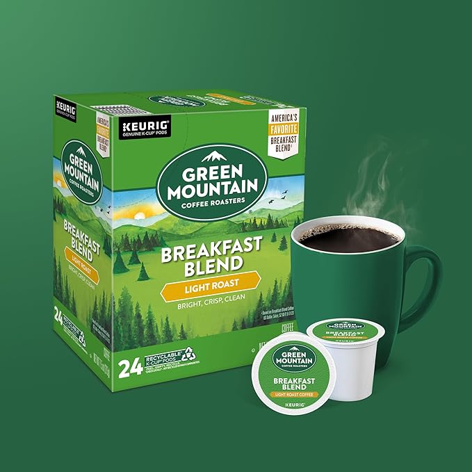 Green Mountain Coffee Roasters Breakfast Blend Single-Serve Keurig K-Cup Pods, Light Roast Coffee