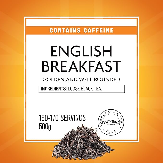 Twinings English Breakfast Loose Leaf Black Tea, 17.64 Ounce (500g) Tin, Caffeinated, Enjoy Hot or