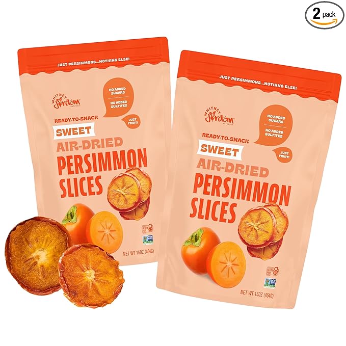 Whitney Jordan Naturals Air-Dried Persimmon Slices | Dried Fruit Snack Made from Real Persimmons |