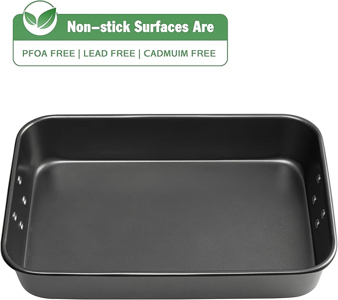 Tiawudi Lasagna Pan with Handles, 15x10x3 Inch Bakeware for Oven, Nonstick Rectangular Roasting