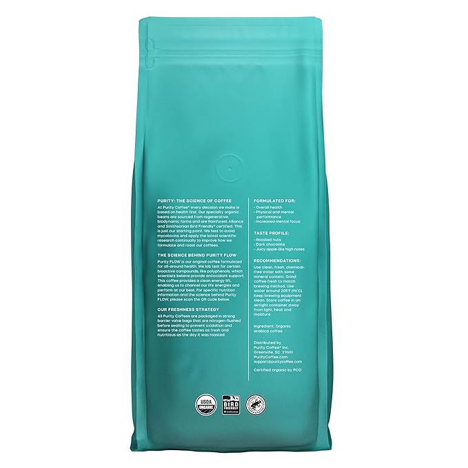 Purity Coffee FLOW Medium Roast Organic Coffee - USDA Certified Organic Specialty Grade Arabica