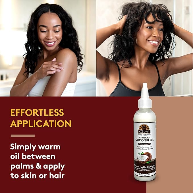 Okay 100% Pure Coconut Oil for Hair & Skin - Coconut Oil for Women & Men, Perfect for Hair & Body