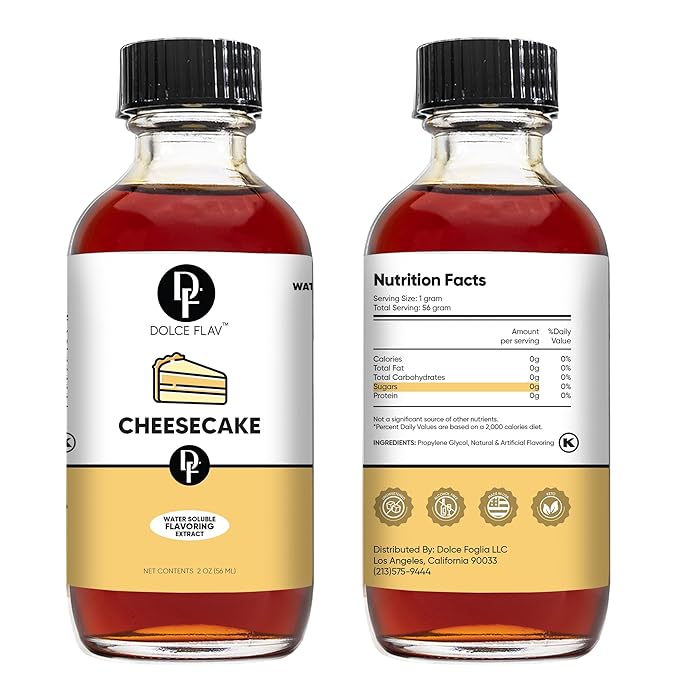 Dolce Flav Cheesecake Extract ??2 Ounce Water-Soluble Kosher, Sugar-Free, Concentrated Creamy