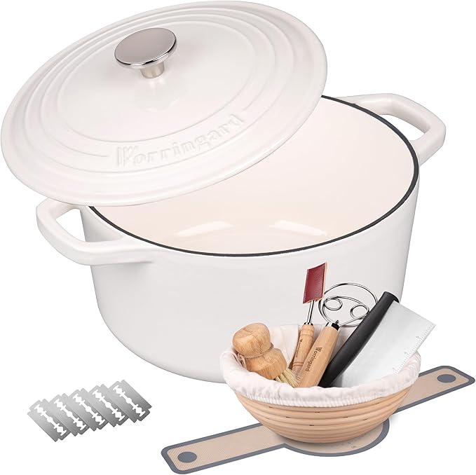 Enameled Cast Iron Dutch Oven Pot with Lid, for Bread Baking, Round Bread Oven- include Sourdough