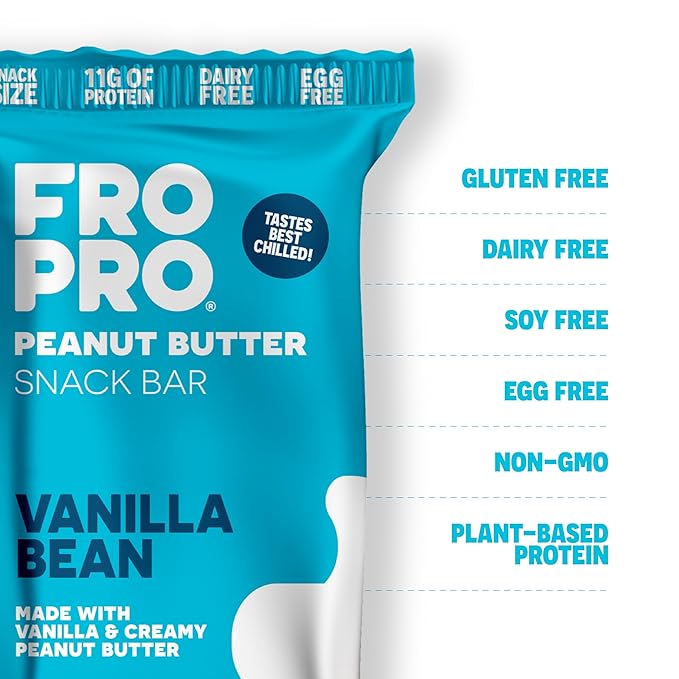 FROPRO Plant Protein Snack Bars - Plant Based Protein Bars, All-Natural, Gluten, Dairy, & Soy Free