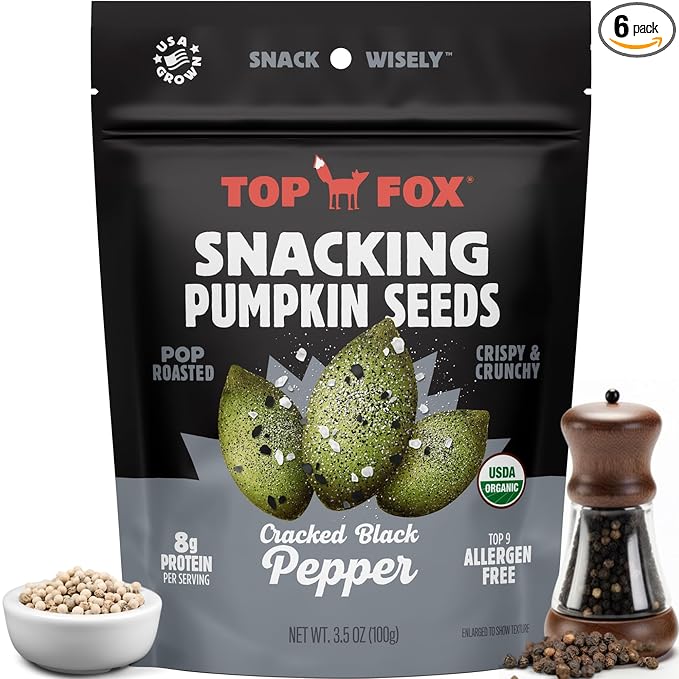 Top Fox Snacks - Organic Pop-Roasted Pumpkin Seeds | Healthy Protein Snacks - Gluten Free - Keto