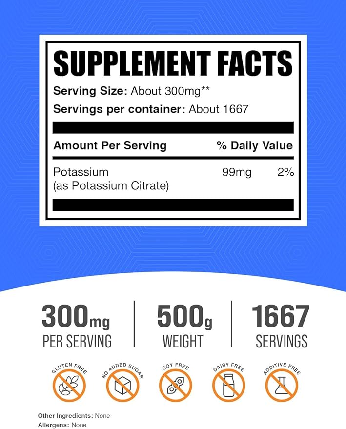 BulkSupplements.com Potassium Citrate Powder - for Hydration Support, Mineral Supplement, Potassium