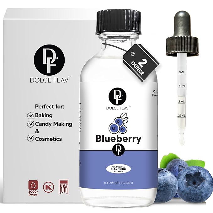 Dolce Flav Blueberry Extract ??2 Ounce Oil-Soluble Kosher, Sugar-Free, Concentrated Ripe Blueberry