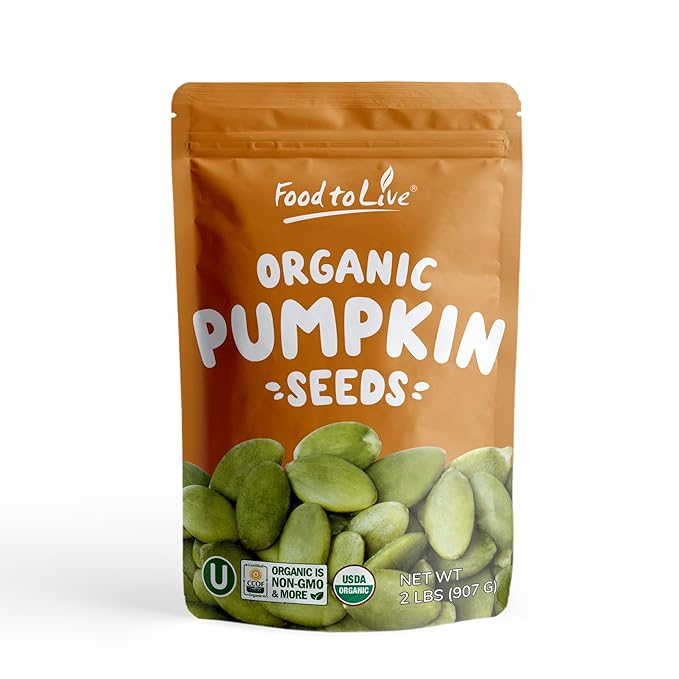 Food to Live Organic Dry Roasted Pumpkin Seed Kernels with Himalayan Salt, 8 Ounces Non-GMO, Oven