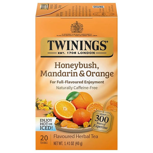 Twinings Honeybush, Mandarin, & Orange Herbal Tea Individually Wrapped Bags, 20 Count (Pack of 1)