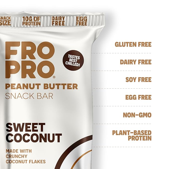 FROPRO Plant Protein Snack Bars - Plant Based Protein Bars, All-Natural, Gluten, Dairy, & Soy Free