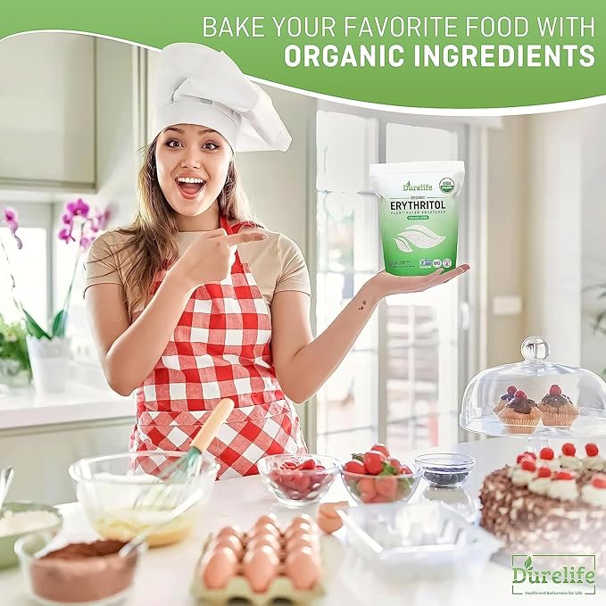 Durelife USDA organic erythritol sweetener, non gmo verified, Keto certified, No After Taste