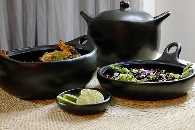 Authentic Chamba Casserole - Elegant, All-Natural Black Clay Casserole for Braising, Baking and