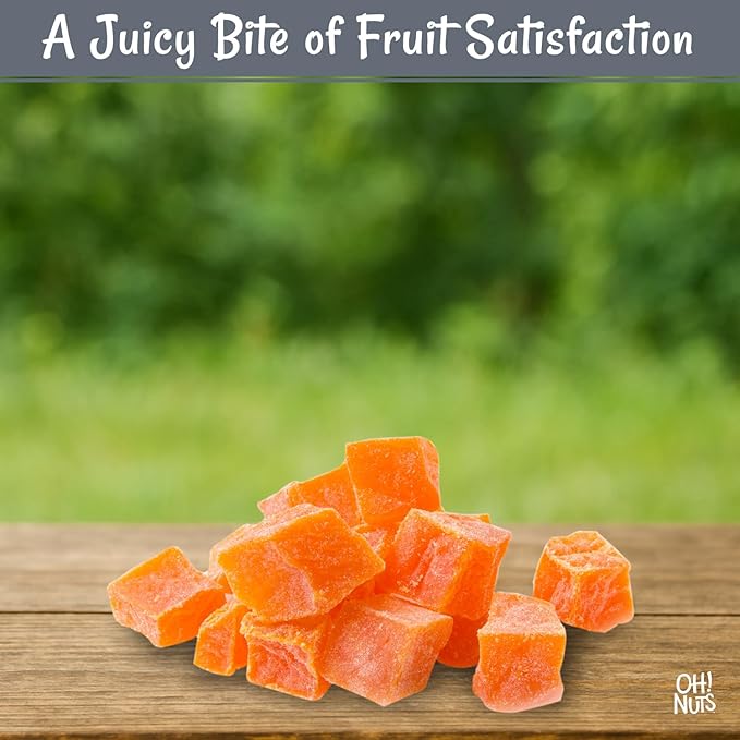 Oh! Nuts Dried Papaya Diced - 2 lb - Dried Fruit Diced - Less Sugar Added - Dehydrated Fruit Bites