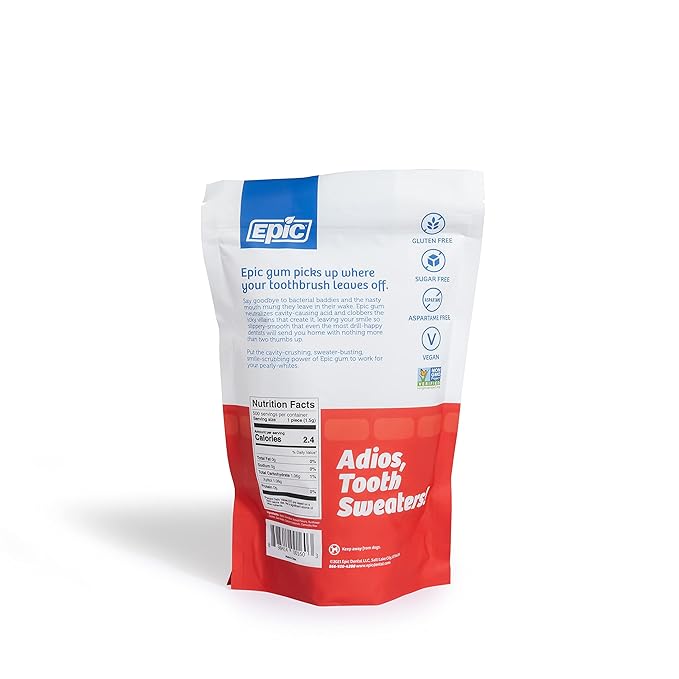 Epic 100% Xylitol Cinnamon Chewing Gum - Sugar Free, Aspartame Free Dental Gum - Supports Oral
