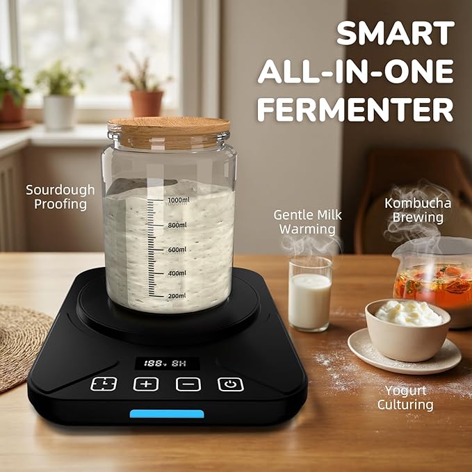 Sourdough Starter Warmer Mat - 24H Timer - Precise 1°F Thermostat Control (70-100°F) - Smart Memory