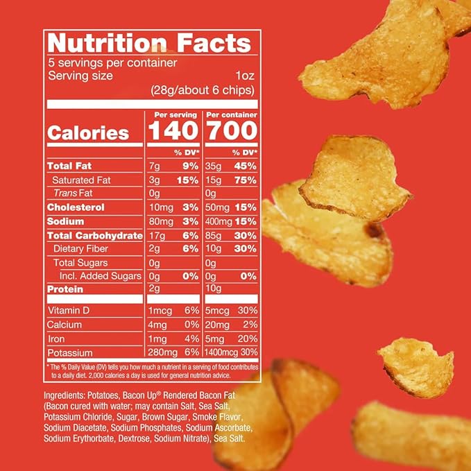 Bacon Up By Rusty's Chips, Handmade Healthy Chips, Sea Salt Potato Chips, No Seed Oils, Dairy Free
