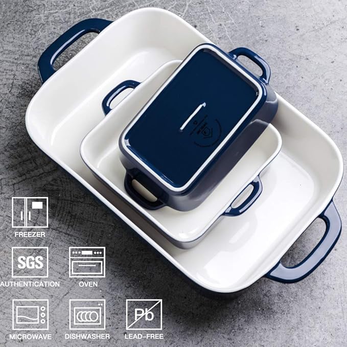 Sweejar Ceramic Bakeware Set, Rectangular Baking Dish for Cooking, Kitchen, Cake Dinner, Banquet