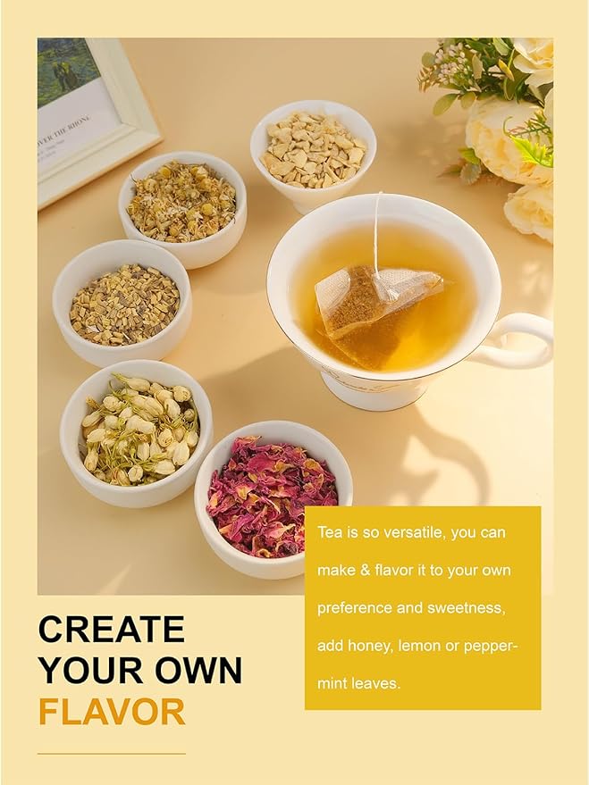 TeeLux Mullein Leaf Tea Bags, 3g/Bag, 60 Count, Natural Mullein Leaves, Caffeine Free