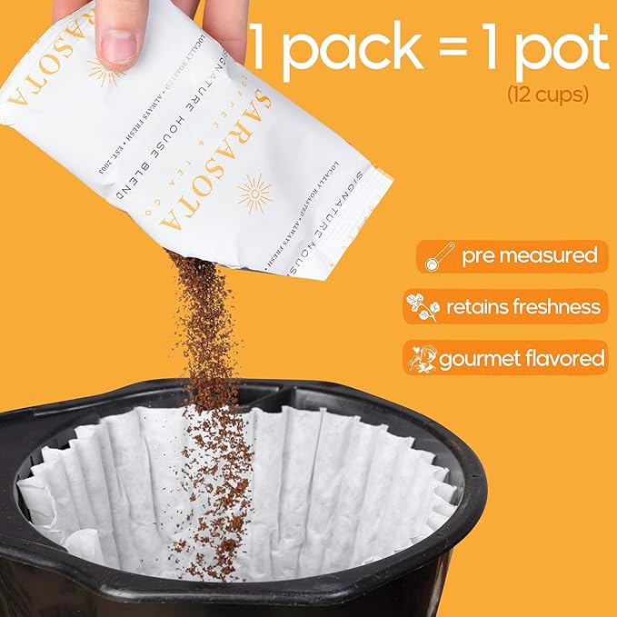 Sarasota Coffee Ground Packets | Gourmet Medium Roast Bulk Coffee Packs | Breakfast Blend | Low