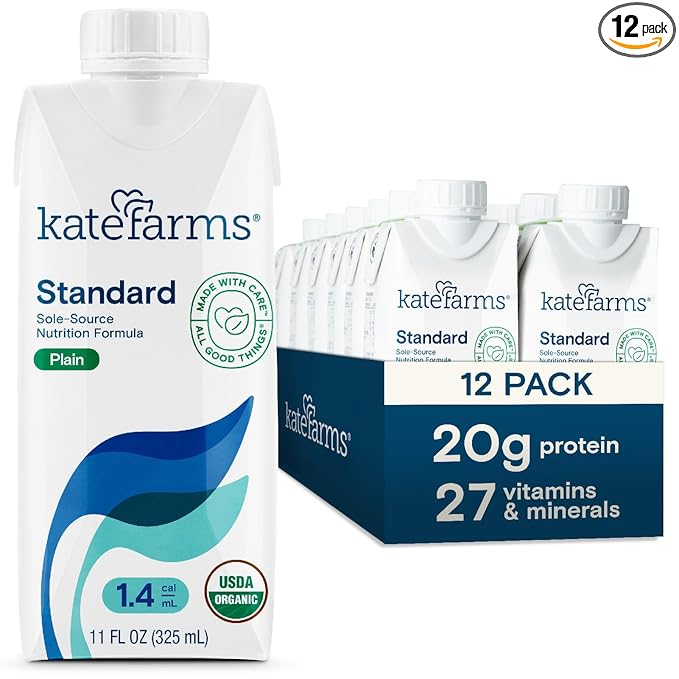 KATE FARMS Organic 1.4 High Calorie Nutrition Shake, Plain, 20g Protein, 27 Vitamins and Minerals