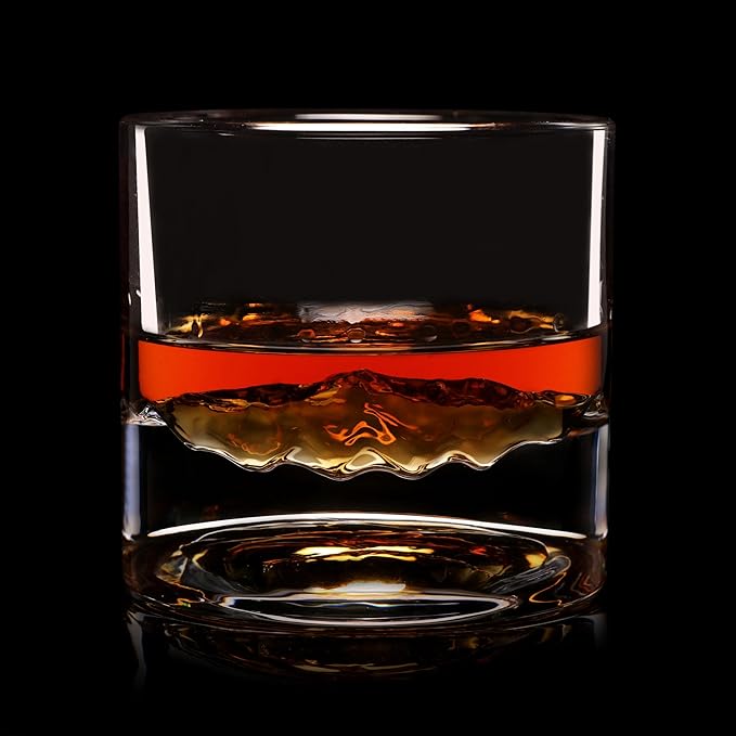 Smoky Mountain Heavy Crystal Whiskey Glasses Gift Set of 2, Thick Freezable Bourbon Glass 1lb Each