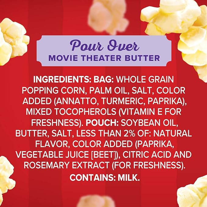 Orville Redenbacher's Microwave Popcorn, Pour Over Movie Theater Butter, 2-Count (12 Boxes)