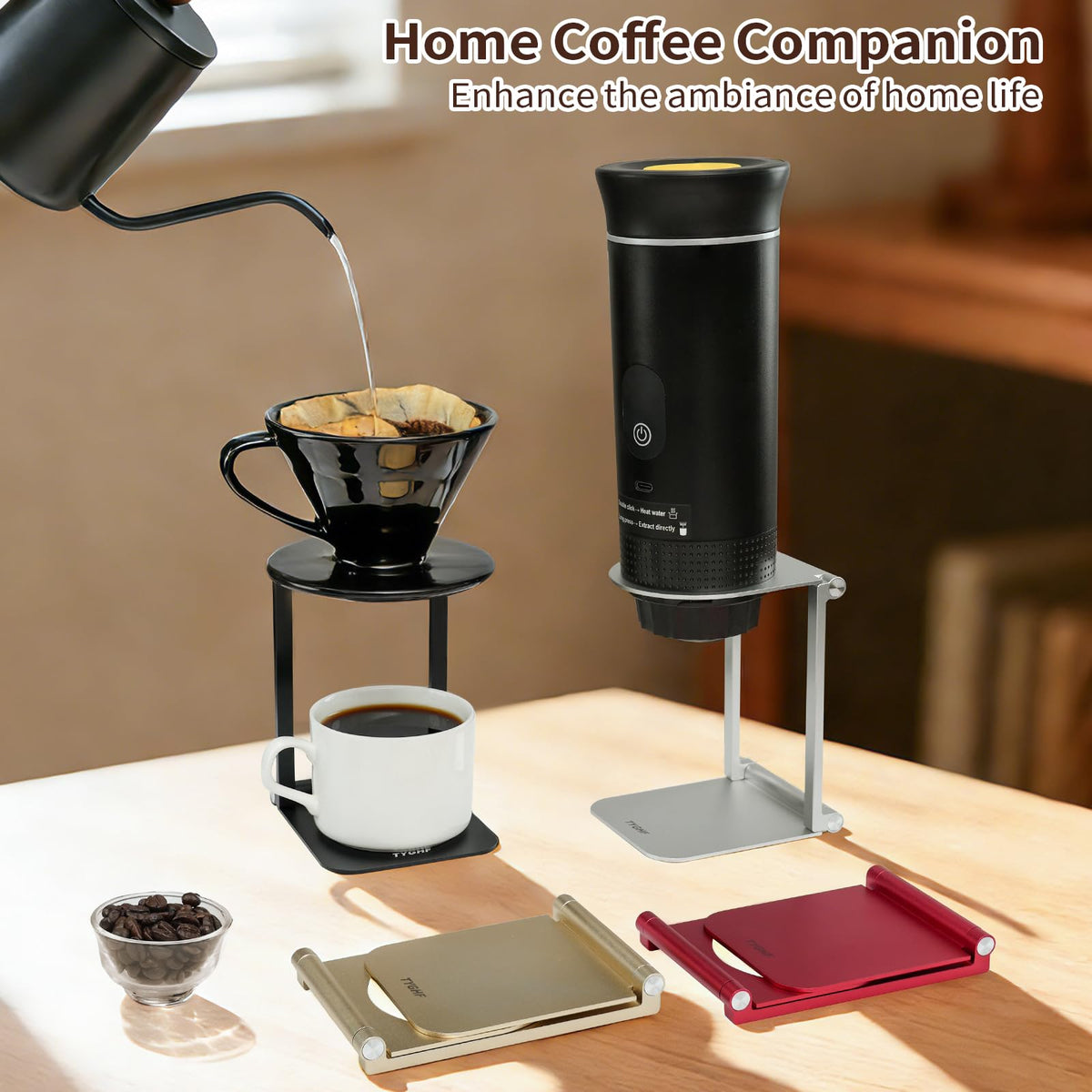 TYGHF Pour Over Coffee Maker Stand,Foldable Portable Electric Espresso Machine Stand,Holder for