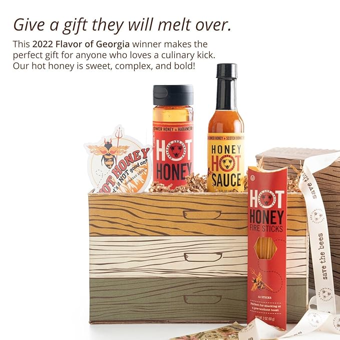 Savannah Bee Company Hot Honey Gluten Free and 100% Pure Honey Infused with Sweet Wildflower- Heat