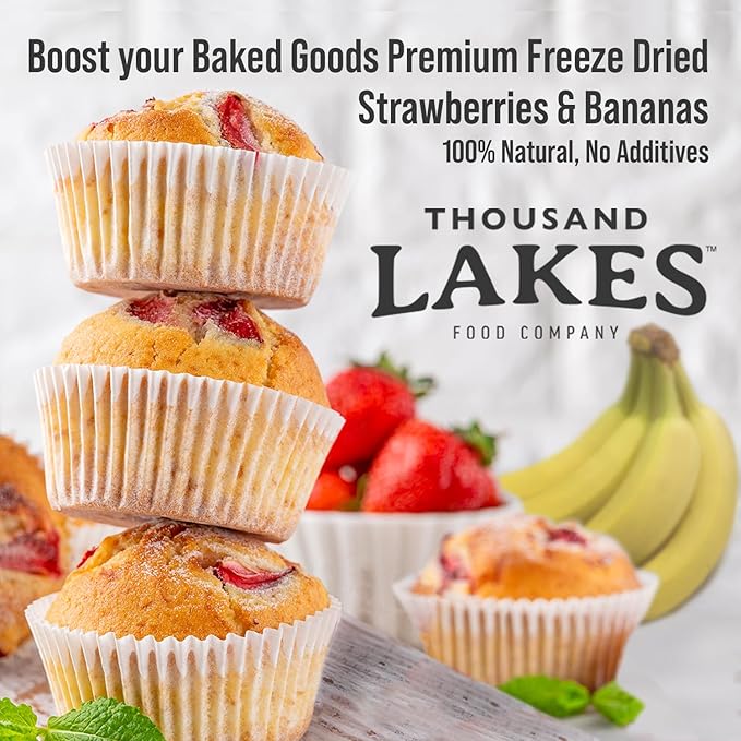 Thousand Lakes Freeze Dried Fruit - Strawberries and Bananas - 3 oz | No Sugar Added | 100% Fruit |