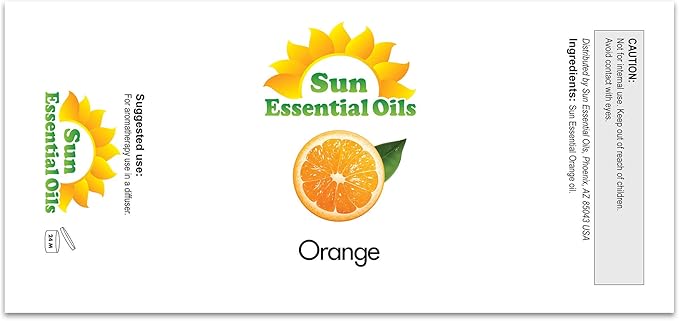 Sun Essential Oils - Sweet Orange Essential Oil 8 oz with Dropper for Diffusers, Hair, Skin Care