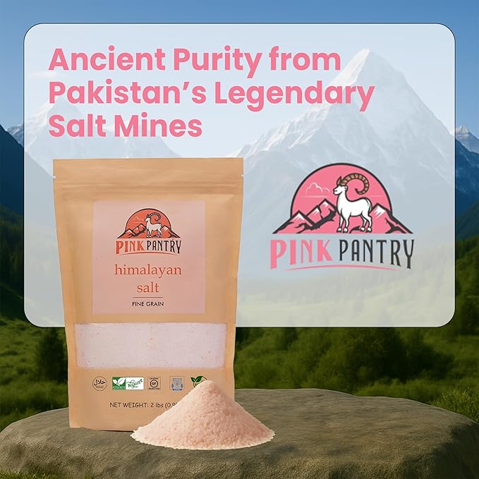 Pink Pantry Himalayan Pink Salt, 100% Pure Himalayan Salt, Non-GMO, Kosher Certified, No Additives