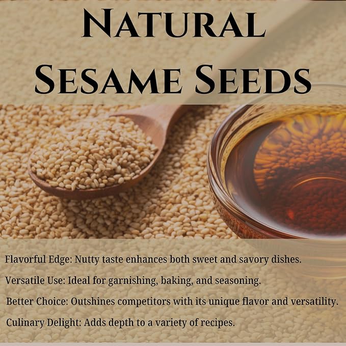 Sesame Seeds Natural – 14 oz Resealable Bag – Whole Raw Unhulled Seeds for Cooking, Baking &