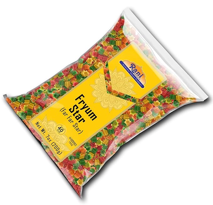 Rani Far Far/Fryums (Wheat & Tapioca Pellet) Star Shape 7oz (200g) ~ Vegan, Kosher, Uncooked, Used