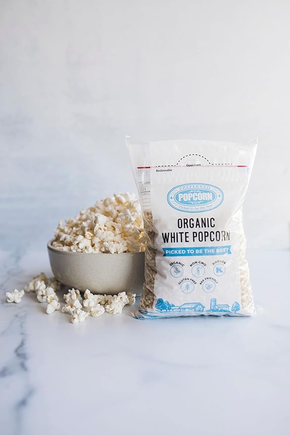 Preferred Popcorn Organic White Popcorn, 28 Ounce Bag, Pack of 4, 30 Servings Per Bag