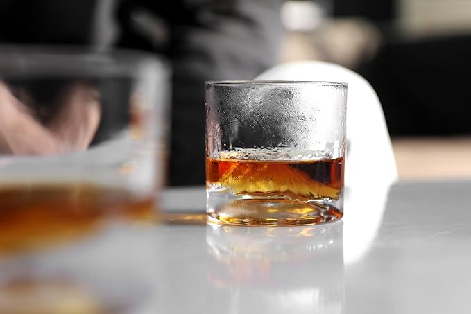 Mount Rainier Heavy Crystal Whiskey Glasses Gift Set of 2, Thick Freezable Bourbon Glass 1lb Each