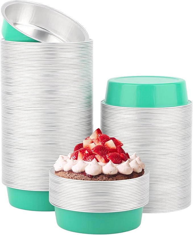 Beasea Disposable Baking Cups, 200 Pack 7.3oz 215ml Aluminum Ramekins Foil Baking Cups 4" Ramekin