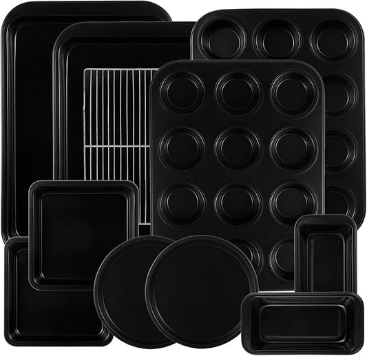 11-Piece Nonstick Baking Pans Set - Professional Grade Carbon Steel Bakeware with Premium Coating