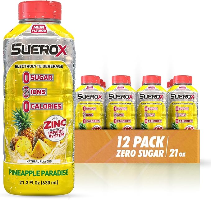SueroX Sugar Free Sports Drink for Hydration and Recovery, Electrolyte Hydration Drink with 8 Ions