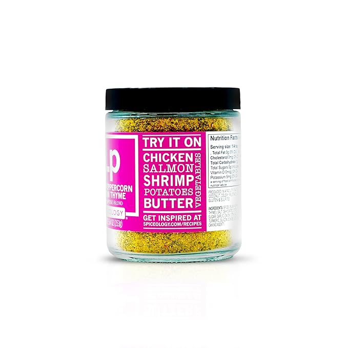 Spiceology - Pink Peppercorn Lemon Thyme - Use On: Chicken, Salmon, Shrimp, Potatoes, Butter