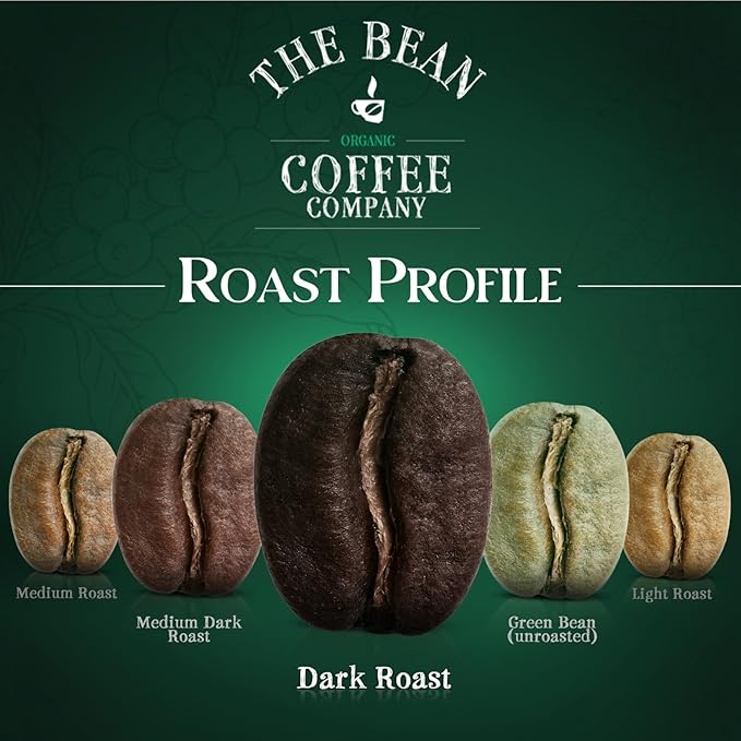 The Bean Organic Coffee Company Suzi's Power Bean, Dark Roast, Ground Coffee, 16-Ounce Bags (Pack